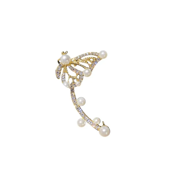 Trendy fashion pearl creative butterfly cuff earring – Image 4