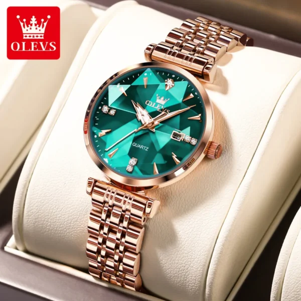 OLEVS 5536 Watch For Women Luxury Jewelry Design Rose Gold Steel Quartz Watches Waterproof Fashion Brand Ladies Watches – Image 6