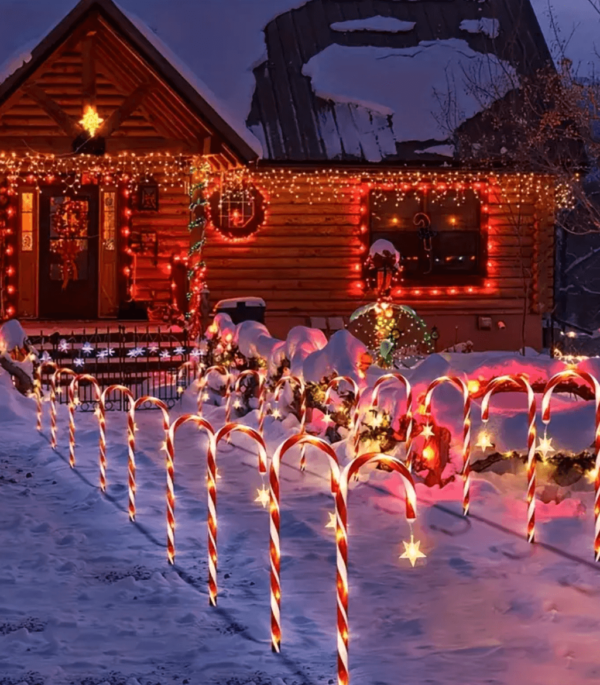 Cane en Sucre Solaire Lumineuse - Décoration de Noël Extérieure