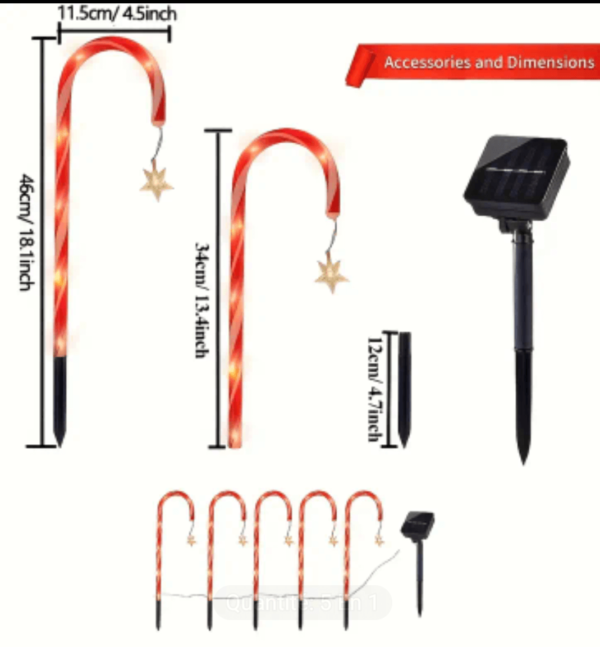 Cane en Sucre Solaire Lumineuse - Décoration de Noël Extérieure – Image 5