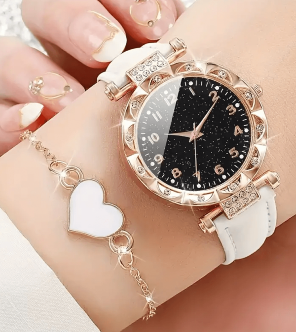 White leatherette watch for women – Image 4